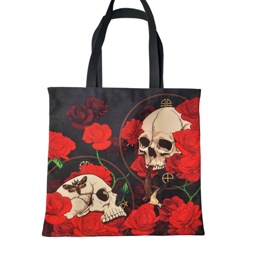 Skulls and Roses Tote Shopping Bag