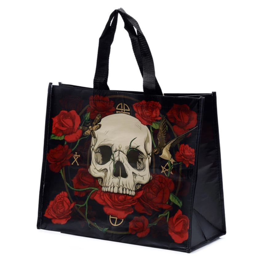 Skulls and Roses Reusable Shopping Bag