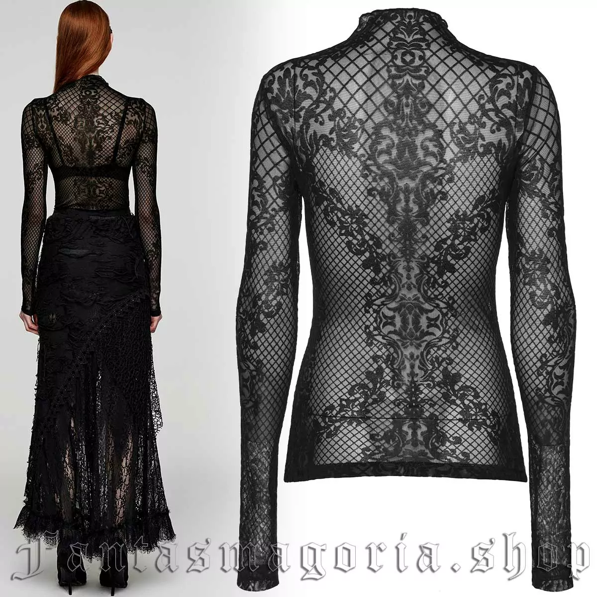 Punk Rave Brocade Mesh Top - Image 2