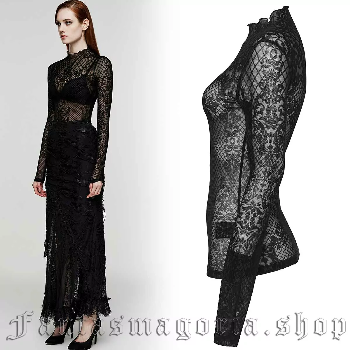 Punk Rave Brocade Mesh Top - Image 3