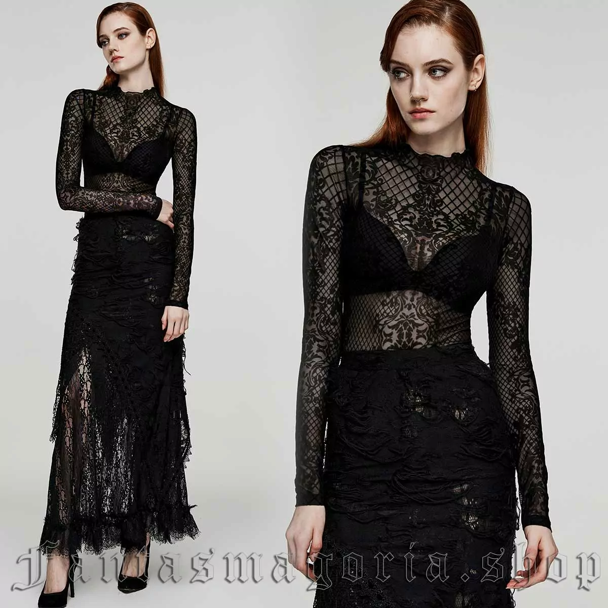 Punk Rave Brocade Mesh Top - Image 4