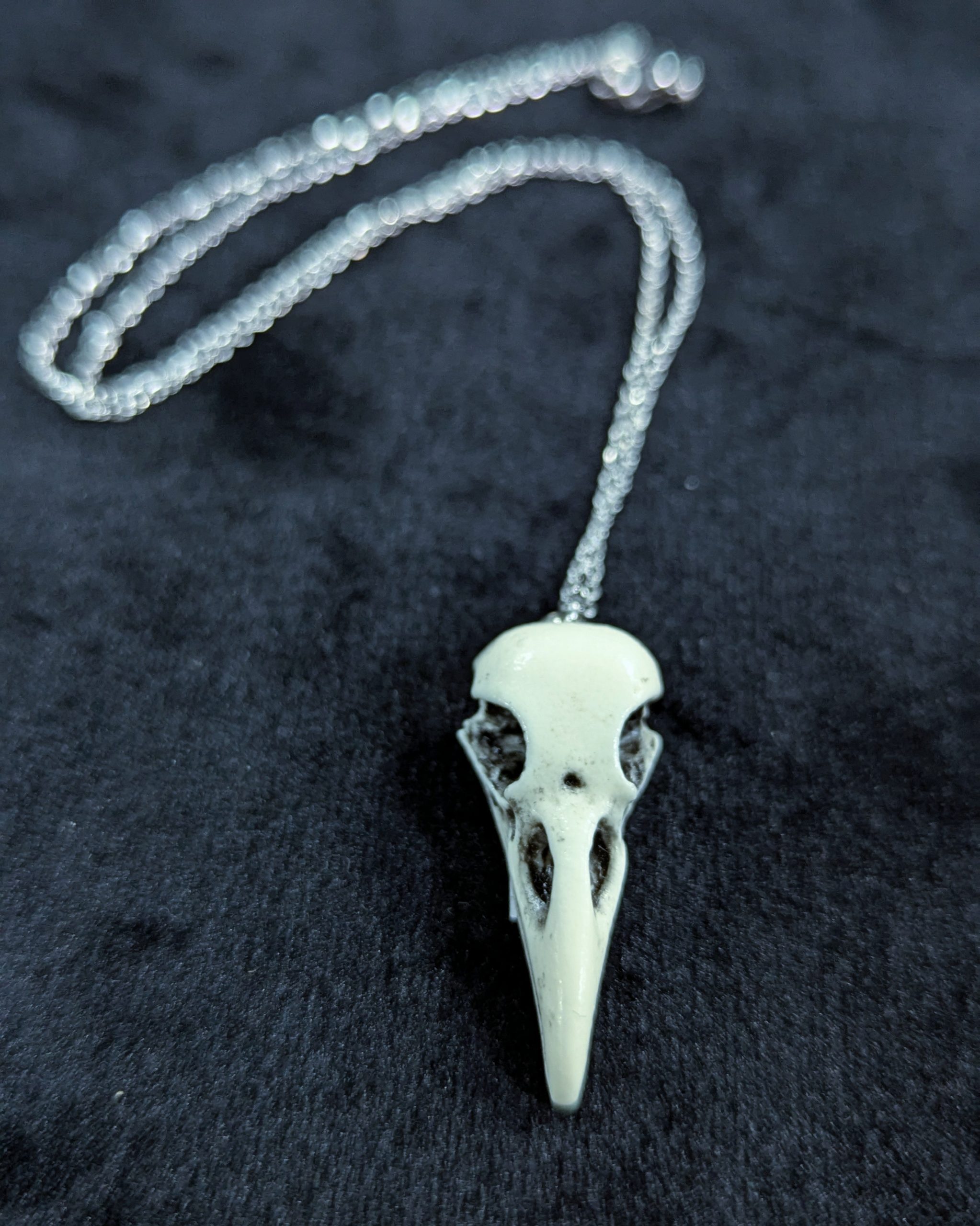 Mystery Creation Edelstahl Kette Rabenschädel weiß