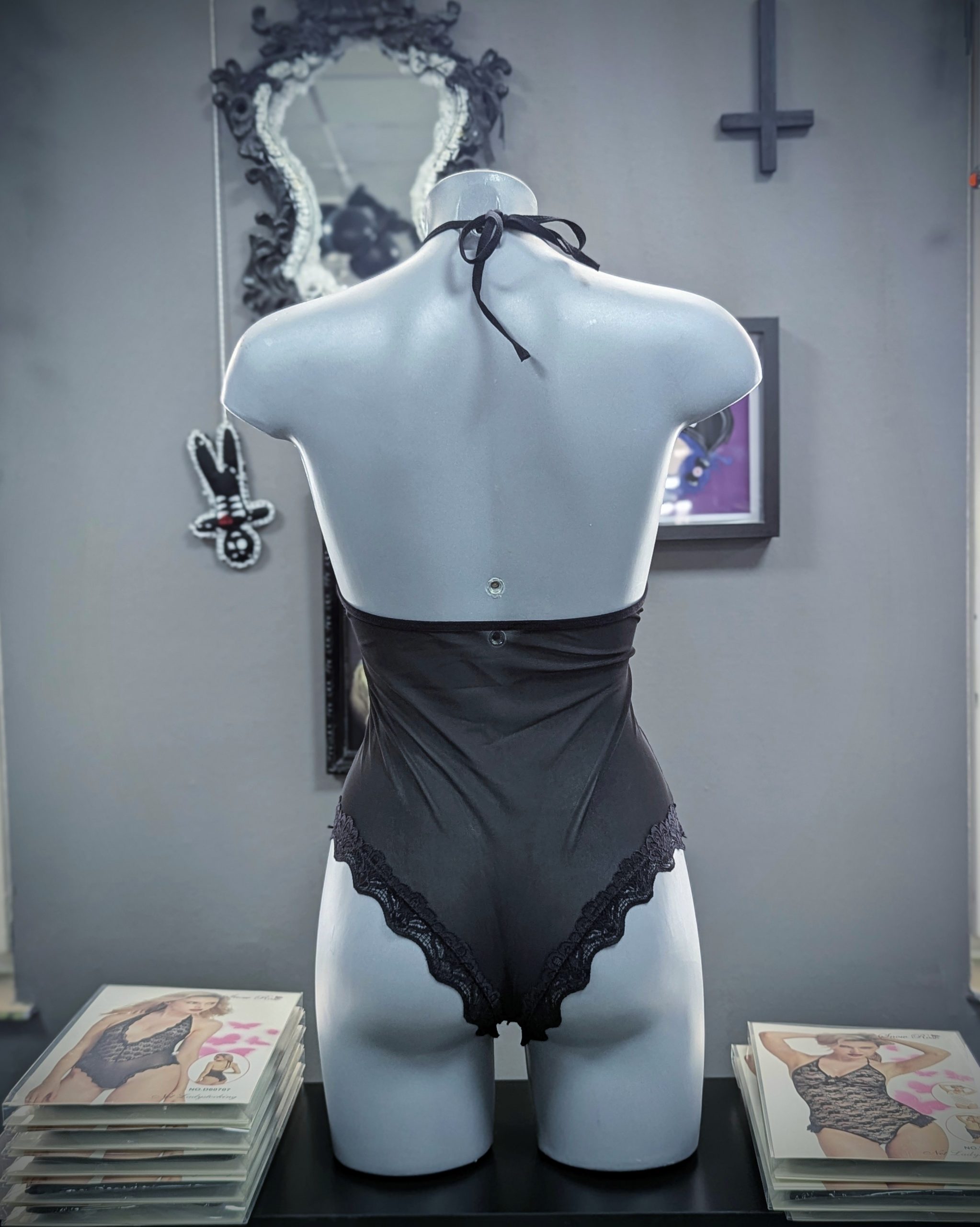 Schwarzer Body suit spitze gothic