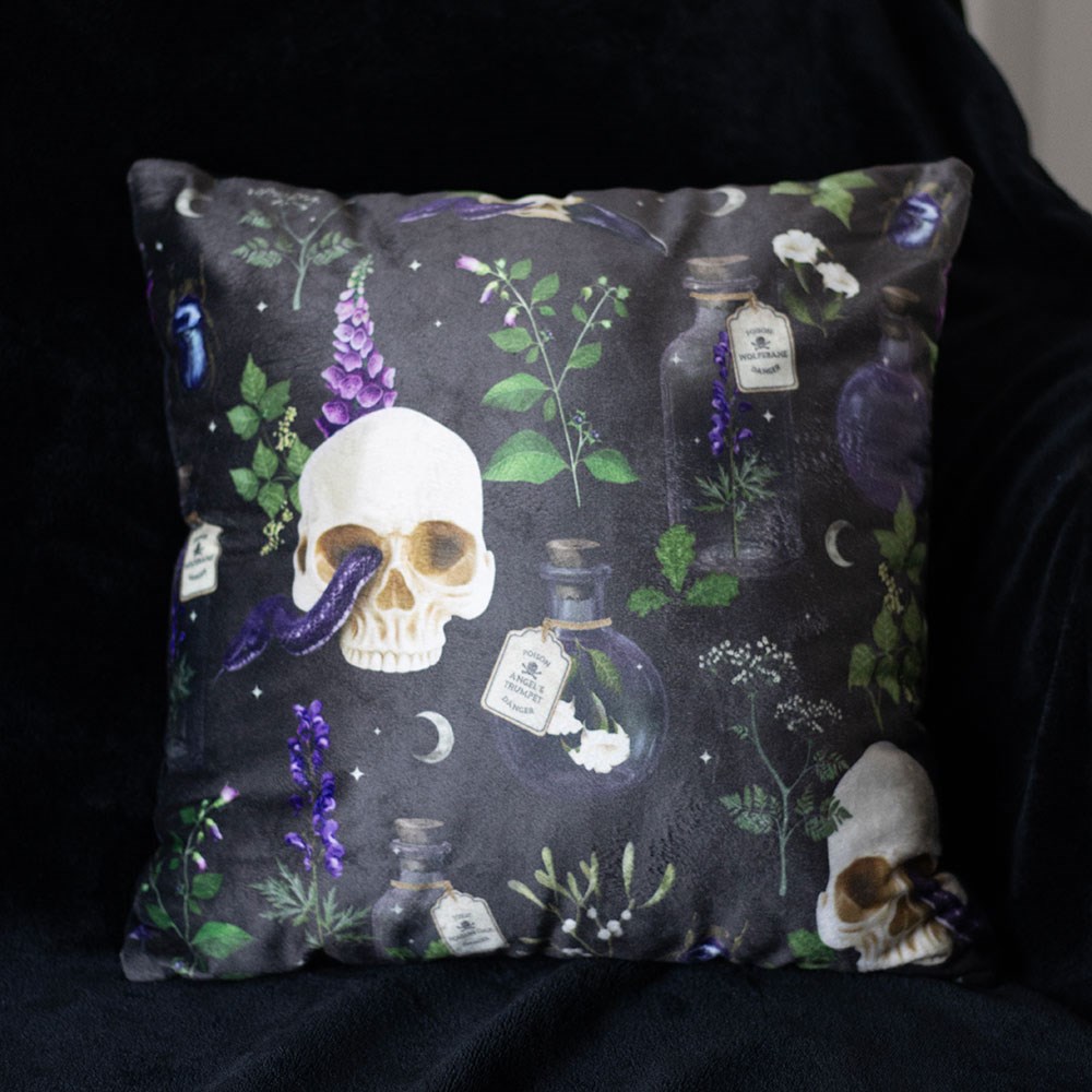 Venom & Vines Skull Print Cushion