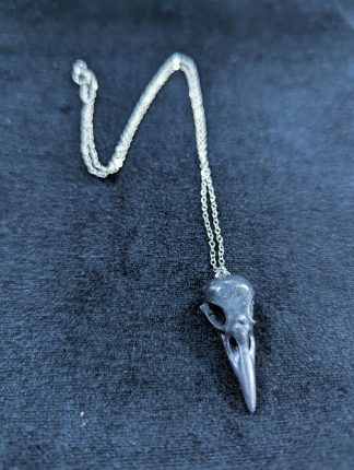 Mystery Creation Edelstahl Kette Rabenschädel schwarz silber Schnabel