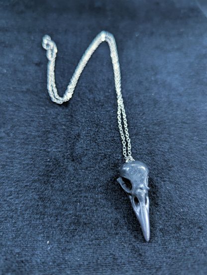 Mystery Creation Edelstahl Kette Rabenschädel schwarz silber Schnabel