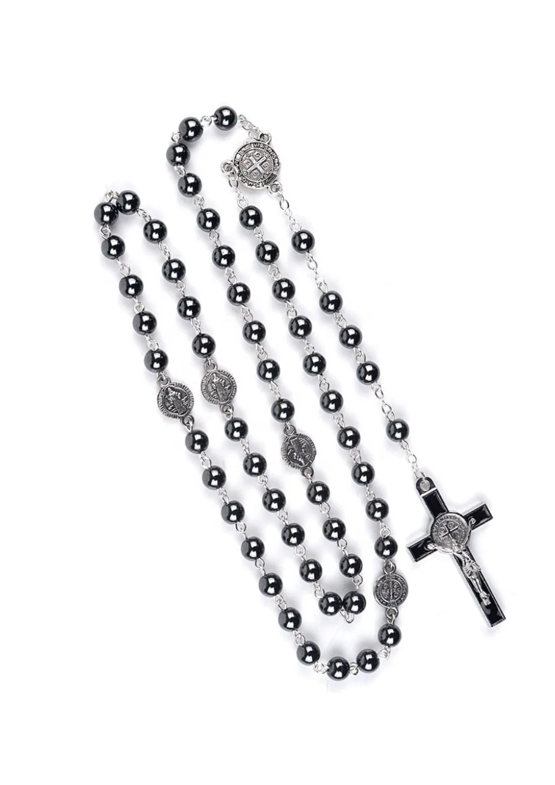 Easure Gunmetal Rosary Necklace