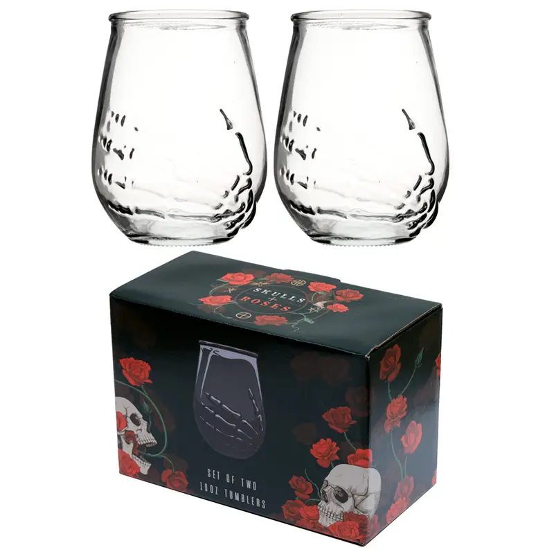 Skeleton Hand Glass Tumblers (2 Stk.)