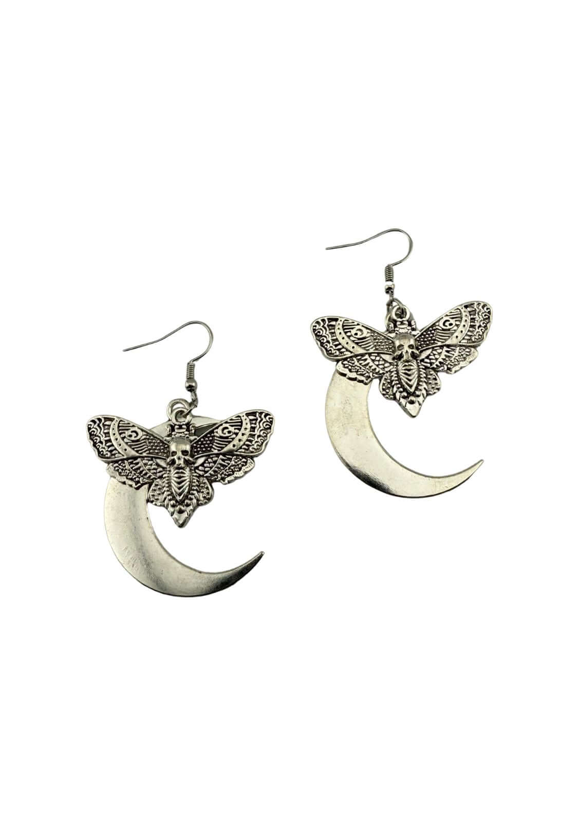 Easure Skull Moth Moon Earrings (Paar)