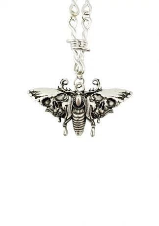 Easure Skull Moth with Barbed Wire Necklace