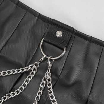 Devil Fashion Electra Pleated Faux Leather Skirt - Image 3