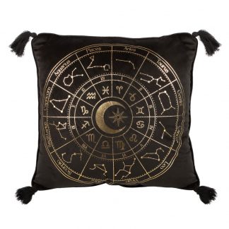 Spirit of Equinox Black Astrology Wheel Cushion (35 cm x 35 cm)