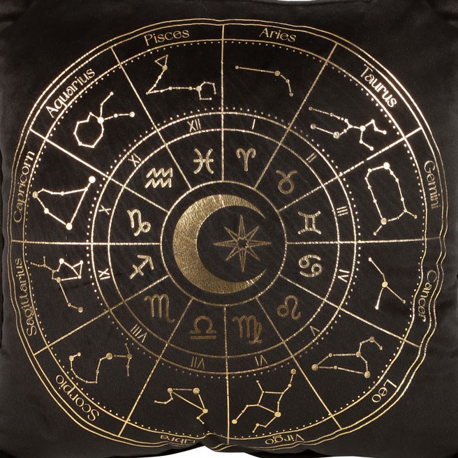 Spirit of Equinox Black Astrology Wheel Cushion (35 cm x 35 cm) - Image 2