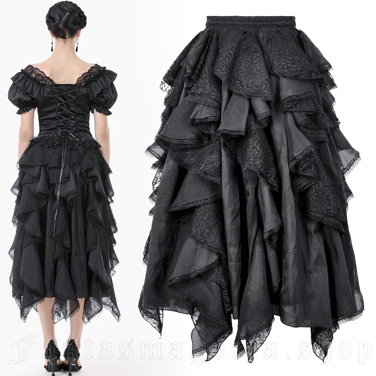 Dark in Love Blossom Noir Skirt – Bild 2