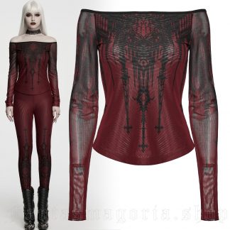 Punk Rave Gothic Cathedral Rouge Mesh Top