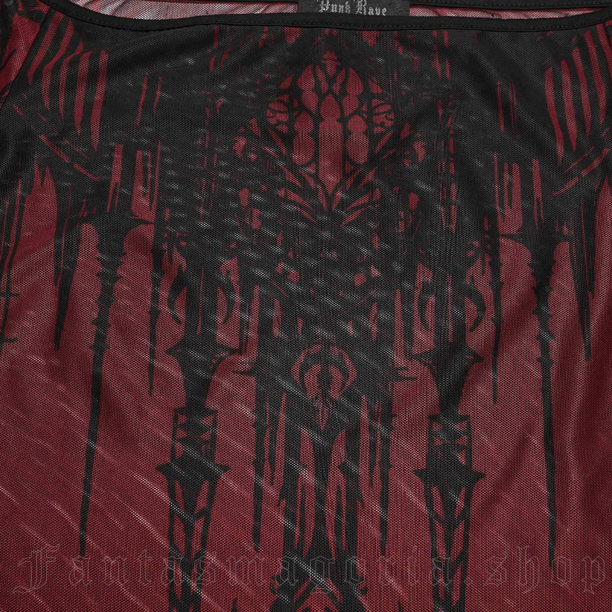 Punk Rave Gothic Cathedral Rouge Mesh Top - Image 5