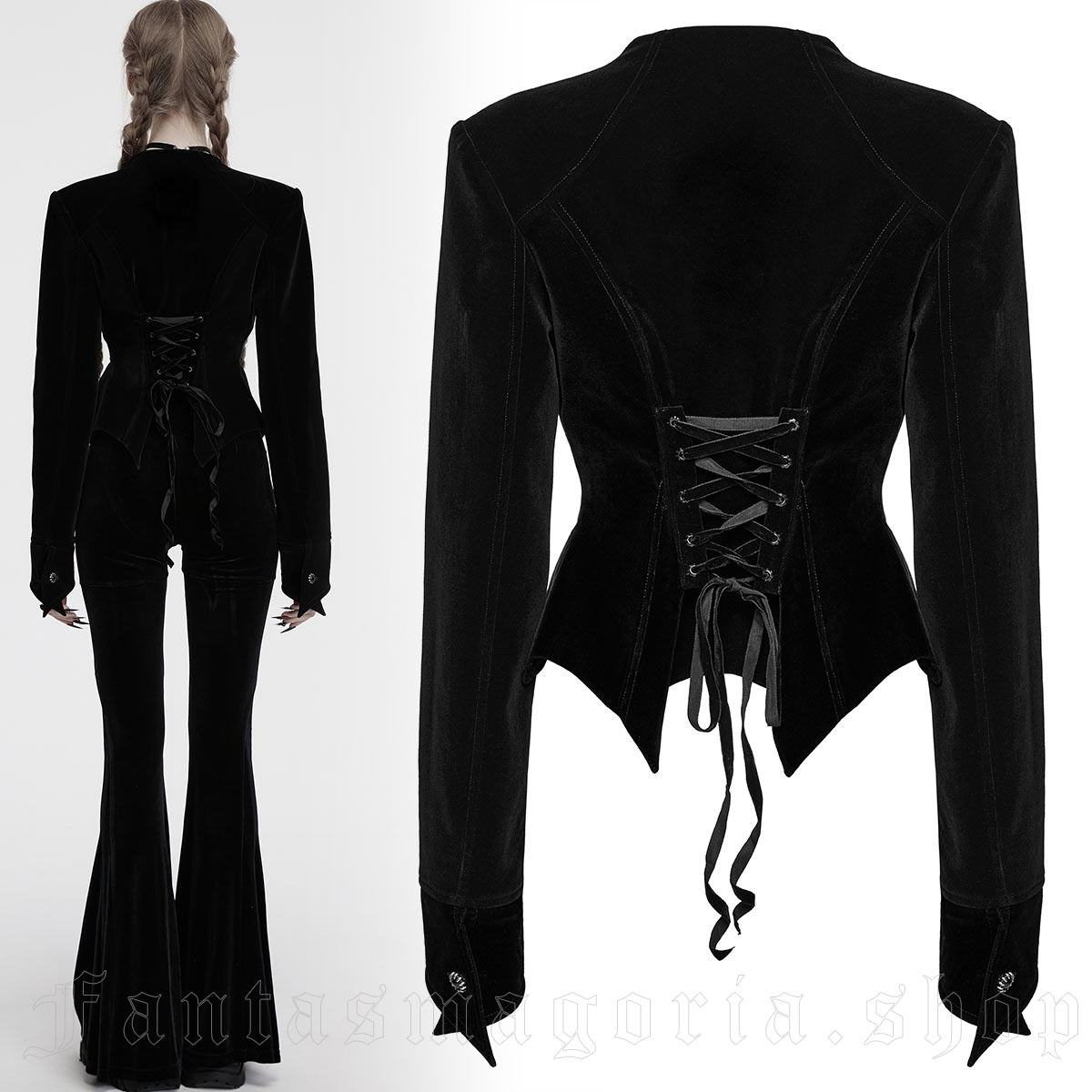 Punk Rave Lorelei Noir Velvet Jacket - Image 2