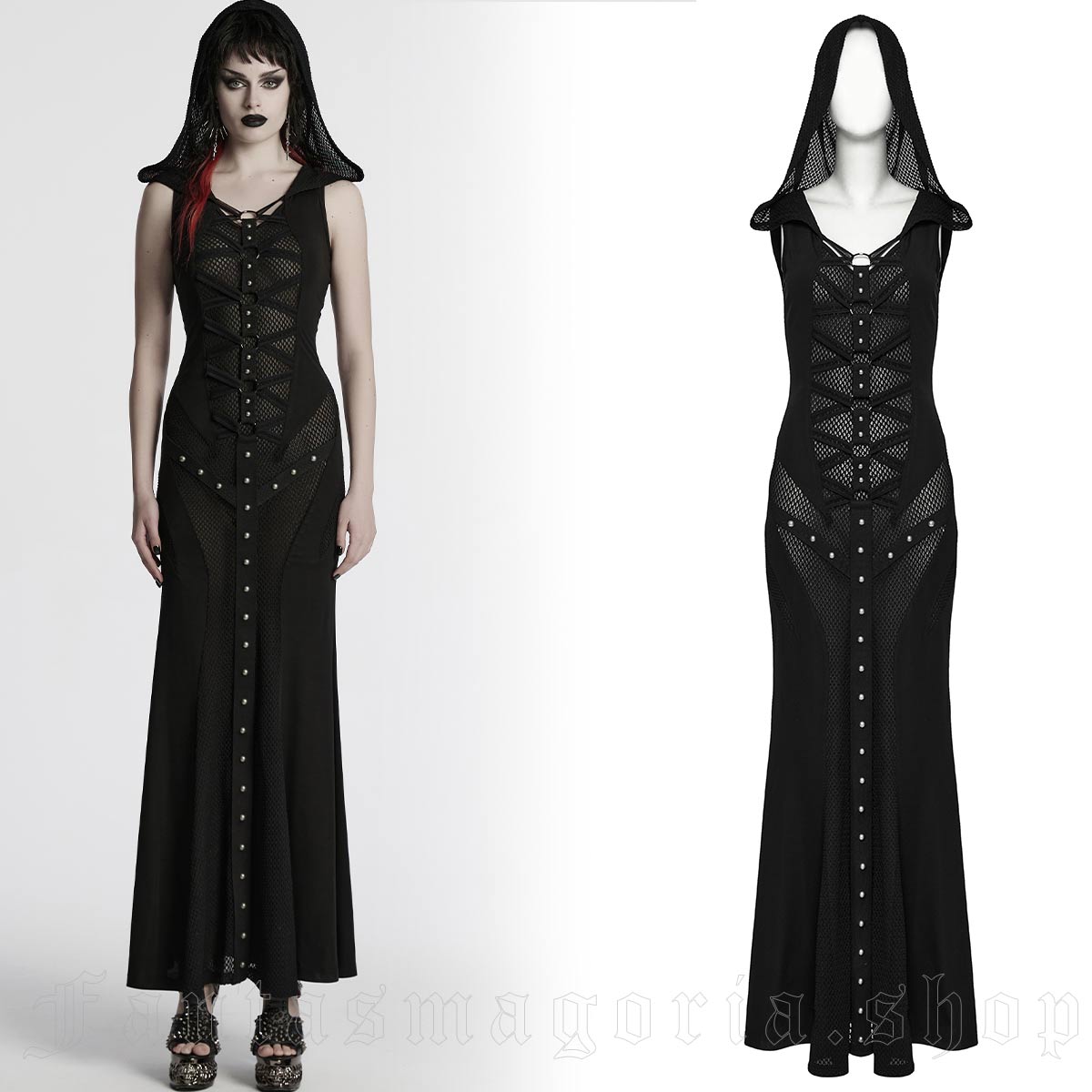 Punk Rave Tenebra Hooded Maxi Dress - Image 2