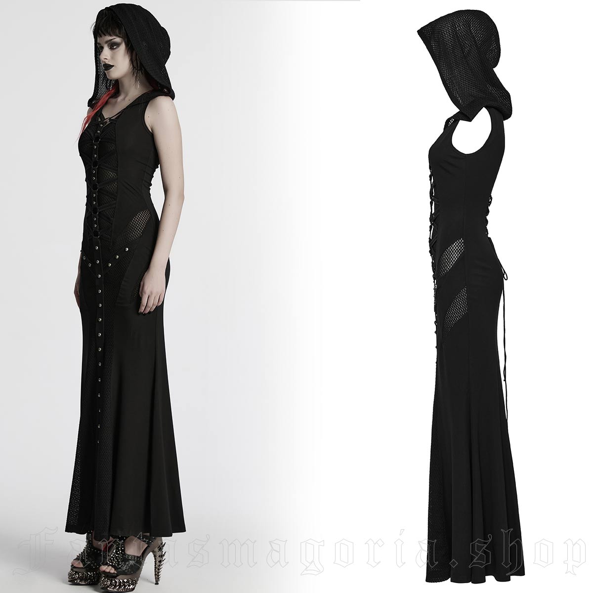 Punk Rave Tenebra Hooded Maxi Dress - Image 4