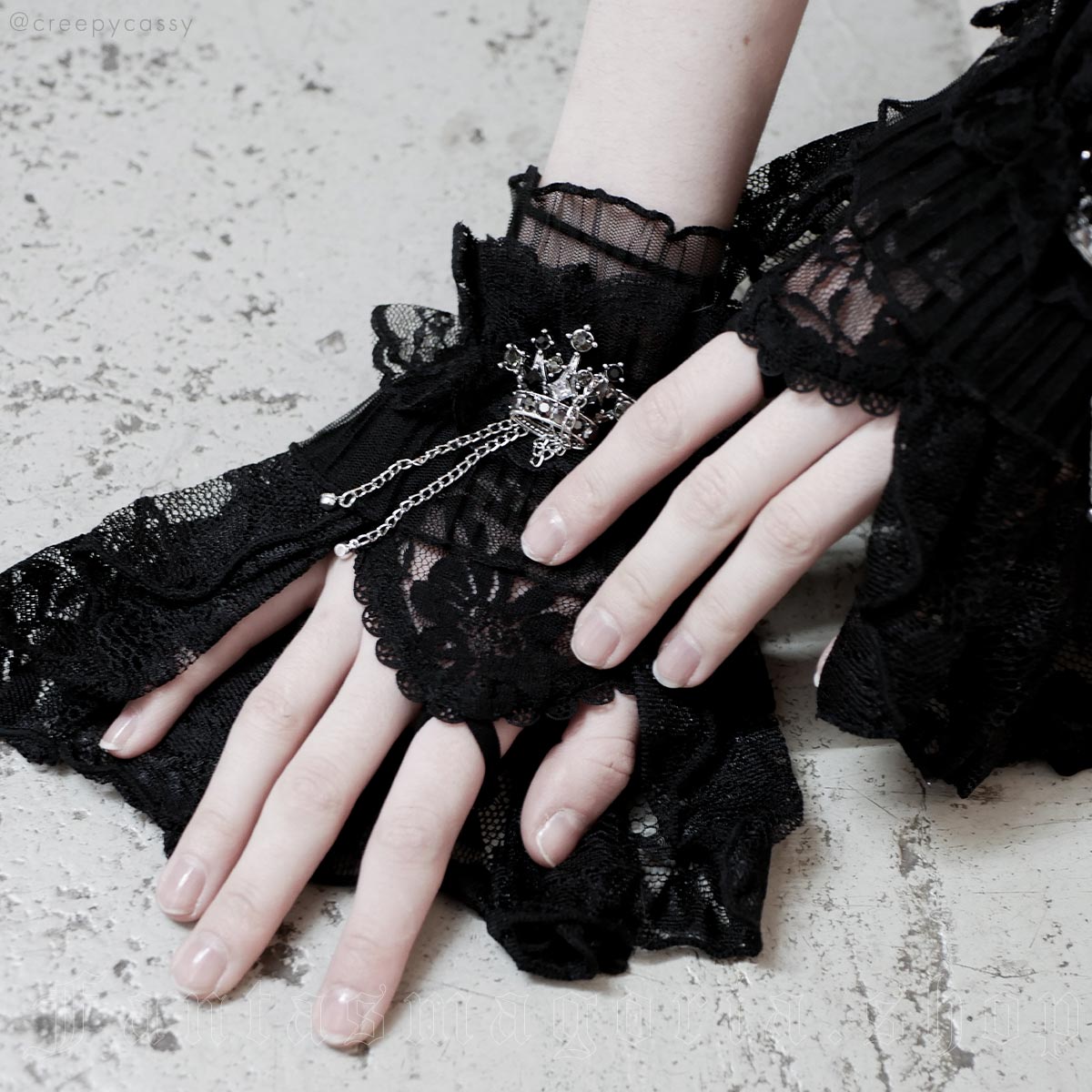 RNG Gothic Dolly Black Gloves (Paar)